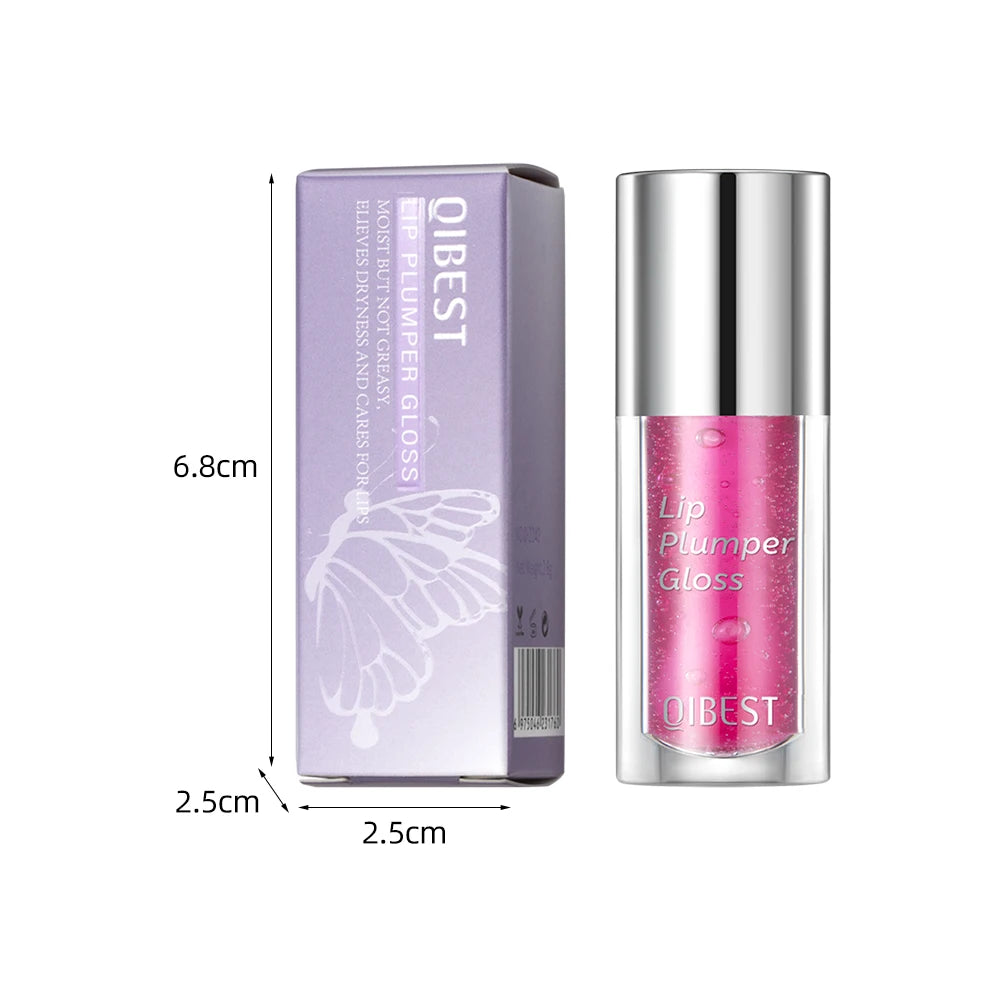 QIBEST Crystal Jelly Lip Oil Plumping Moisturizing Lip Gloss Sexy Plump Lip Glow Oil Tinted Lip Balm Nourishing Lip Glaze Makeup Qme