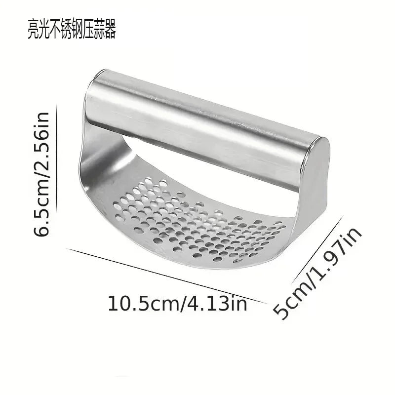 Manual Stainless Steel Garlic Mincer Crusher Press Fruit Vegetable Qme sliver
