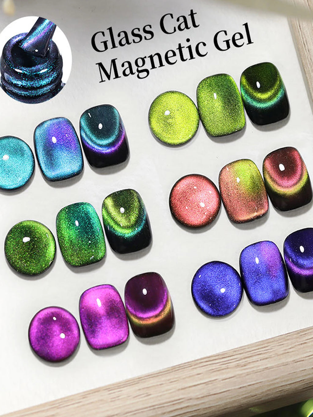 1 Double-light Cat Eye Gel Luxury 9D Magnetic UV Nail DIY Art Charm Qme