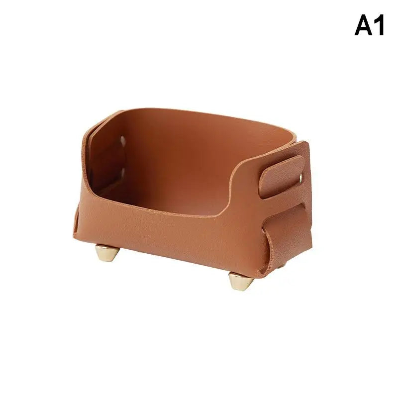 PU Business Card Holder Desktop Sign Display Stand Storage Qme A1