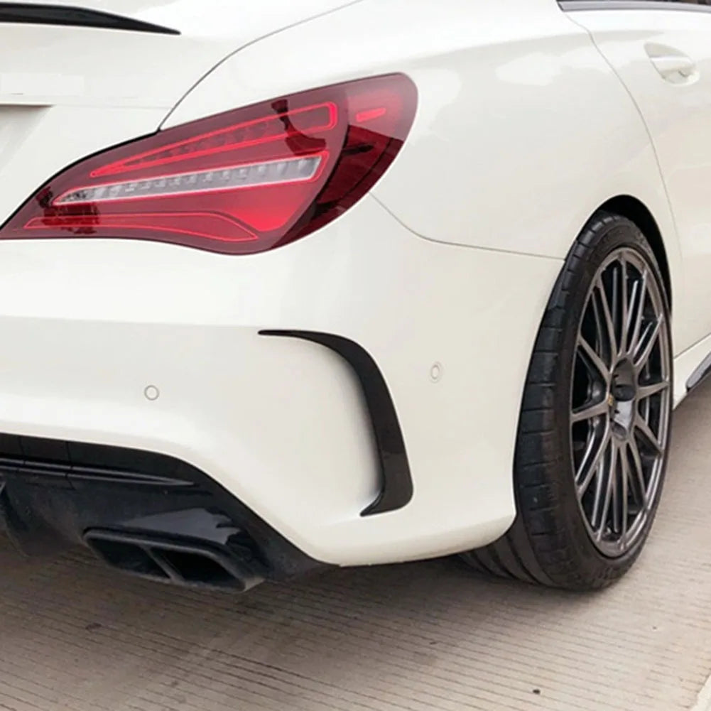 Car ABS Carbon Fiber Look Rear Bumper Spoiler Air Vent Cover Side Canard for Mercedes-Benz W117 CLA 200 250 45 AMG 2014-2018 Qme