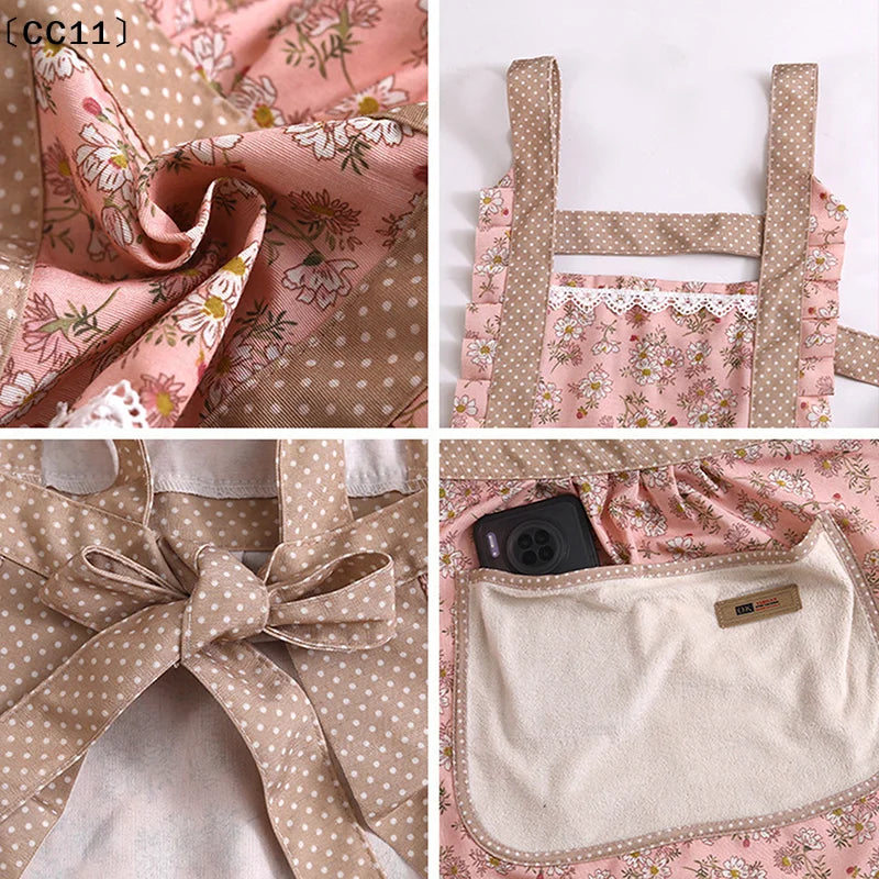 Canvas Floral AApron Scrubable Durable Stain RResistant Qme