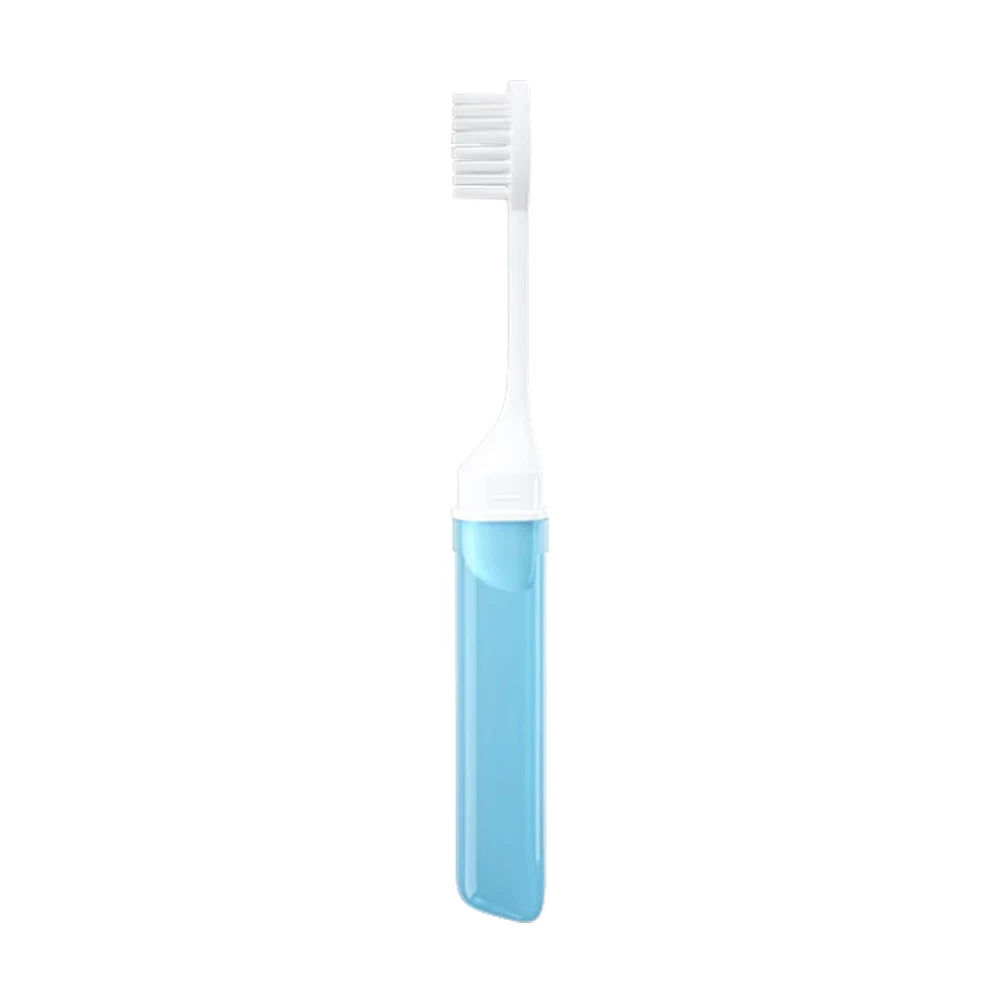 Travel Toothbrush Set , 1PC, Soft Portable Toothbrushes with Tooth Brush Cover Small Folding Toothbrushes Individually Wrapped Qme 1PC Blue