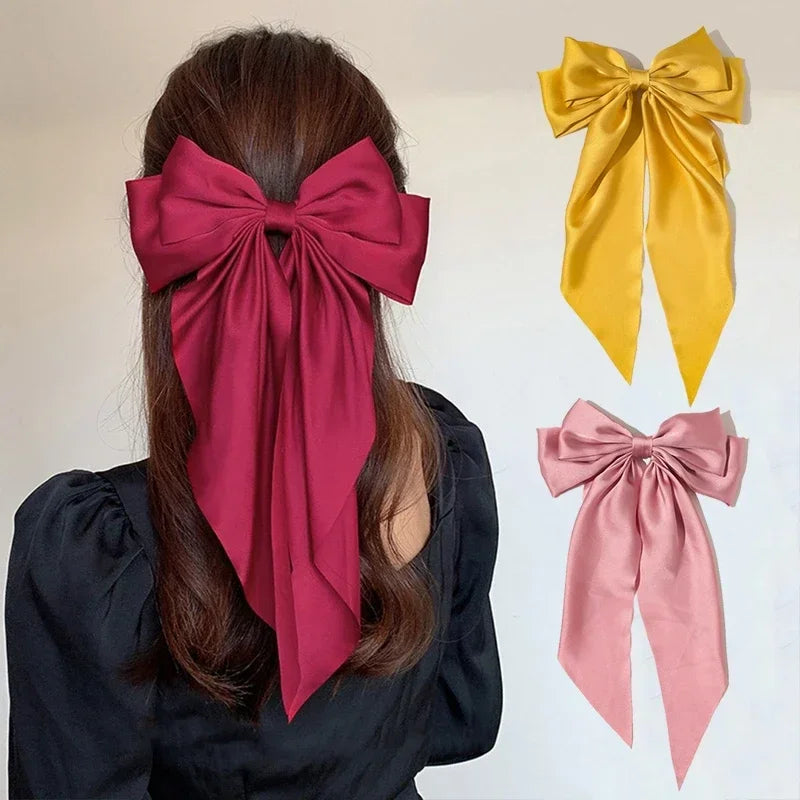 Women Girl Large Bow Hairpin Korean Headbands Big Bowknot Barrettes Qme