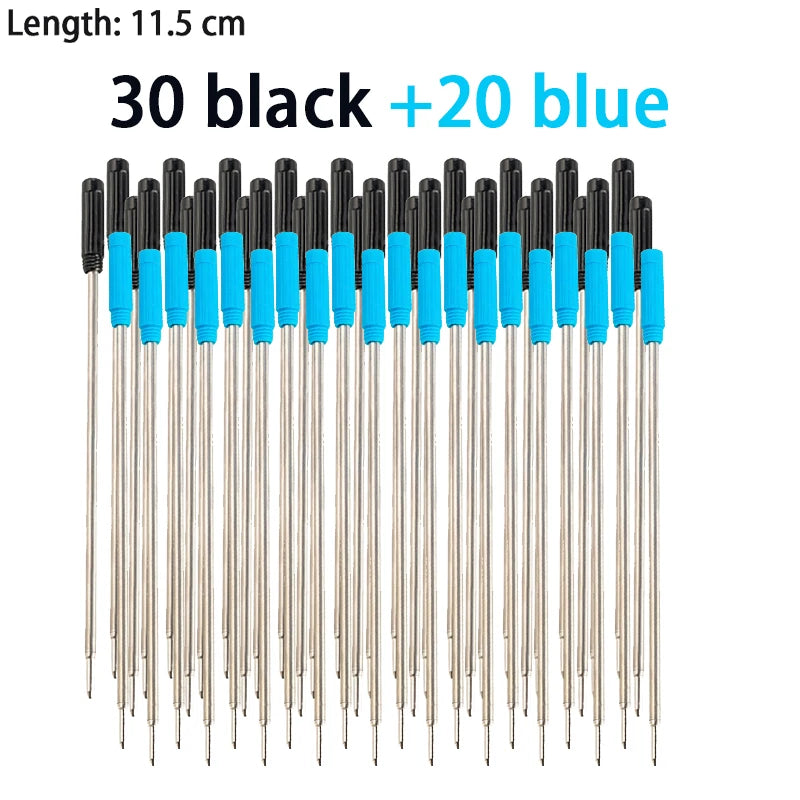 30/50/100 Pcs 7/8.2/11.5cm Ballpoint Pen Refills 0.7mm Medium Tip Blue Black Ink Refill Rods Office Student Writing Stationery Qme 11.5cm-50 Pcs mix
