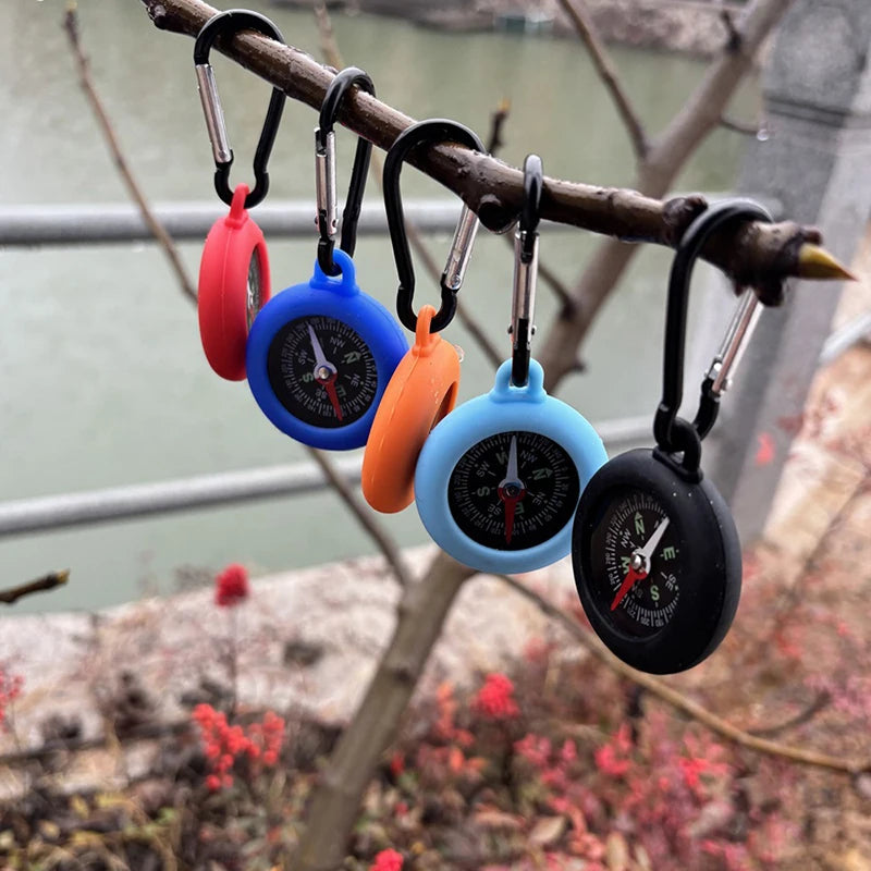 1 Bushcraft Compass Carabiner Hook Life Silicone Camping Pocket Qme