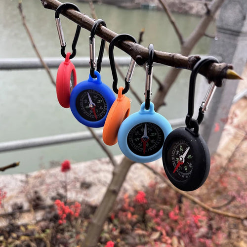 1 Bushcraft Compass Carabiner Hook Life Silicone Camping Pocket Qme