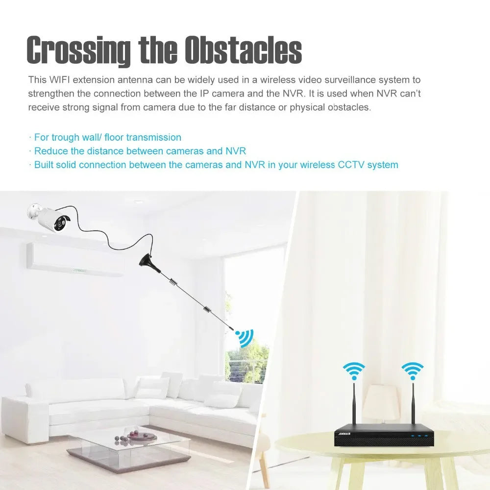ESCAM 3M 9.8ft 7dBi WIFI Antenna Extension Cable With Magnetic Base Reduce the distance between Cameras And NVR Enhanced Signal Qme