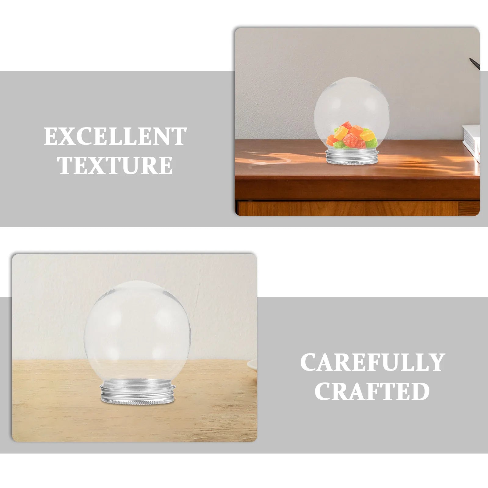 6Pcs Empty Plastic Water Globes Clear DIY Snow Globe Ornaments for Crafts Making Holiday Decor Creative DIY Supplies Gift Qme