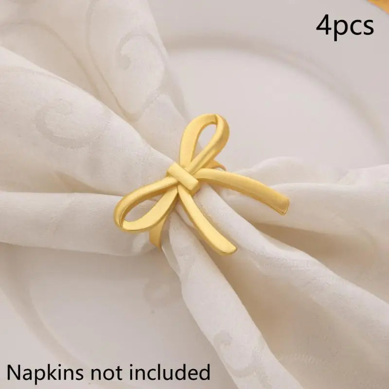 Gold Bow Napkin Ring Reusable Holder Suitable Valentine's Day Parties Qme A4