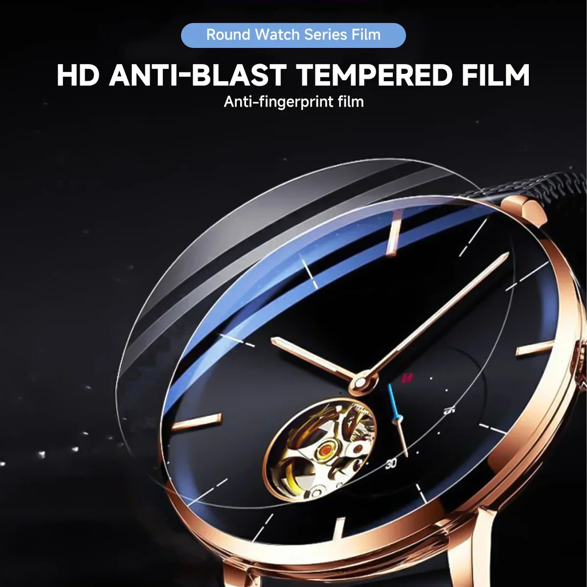 26-46mm Universal Tempered Glass Smartwatch Screen Protector Protective Film 28mm 30mm 32mm 38mm 40mm 41mm 42mm Diameter 2-5PCS Qme