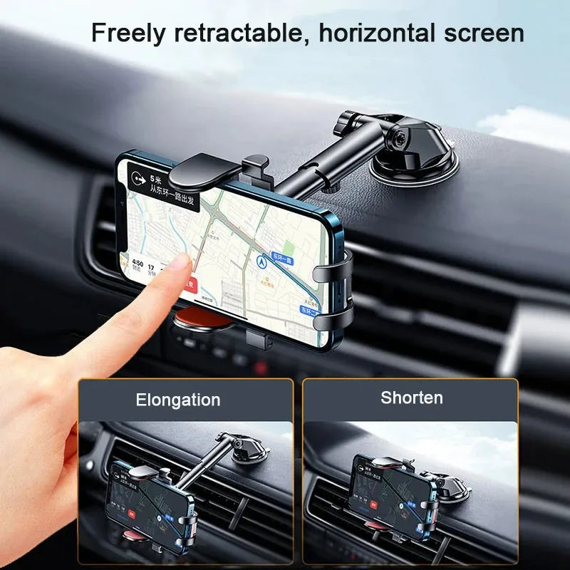 1pc Car Phone Holder Air Outlet Installation Gravity Sensing 360° Rotation Extendable Vacuum Suction Cup Design Gravity Bracket Qme