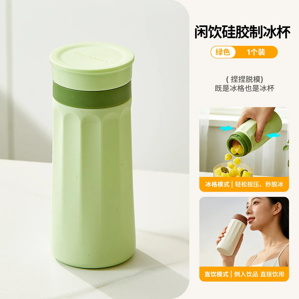Food Grade Silicone Ice Cube Tray Reusable Cold Drink Cup Easy Qme green