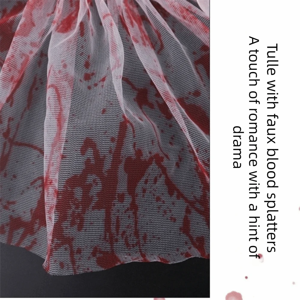 Elastic Lace Blood Colored Dress Up Pleated Ruffles Detachable Qme