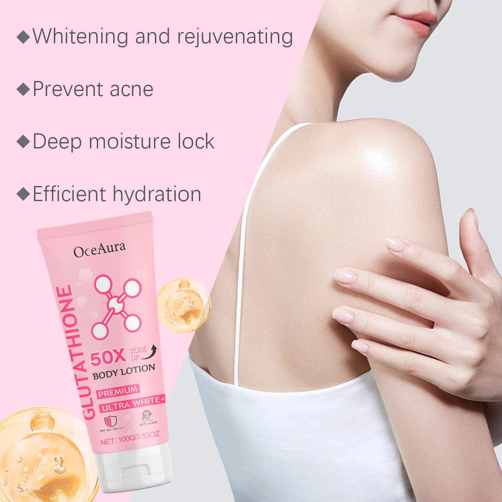 Glutathione Body Lotion Brightening Hydrating Revitalize Even Skin Tone Improve Skin Dry Rough Dullness Moisturizing Body Lotion Qme