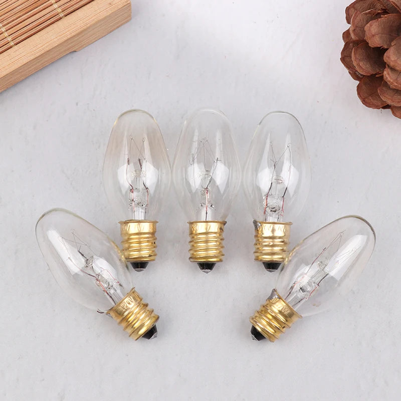 E12 120V 7W Transparent Warm Yellow Tungsten Lamp Light Bulb Qme