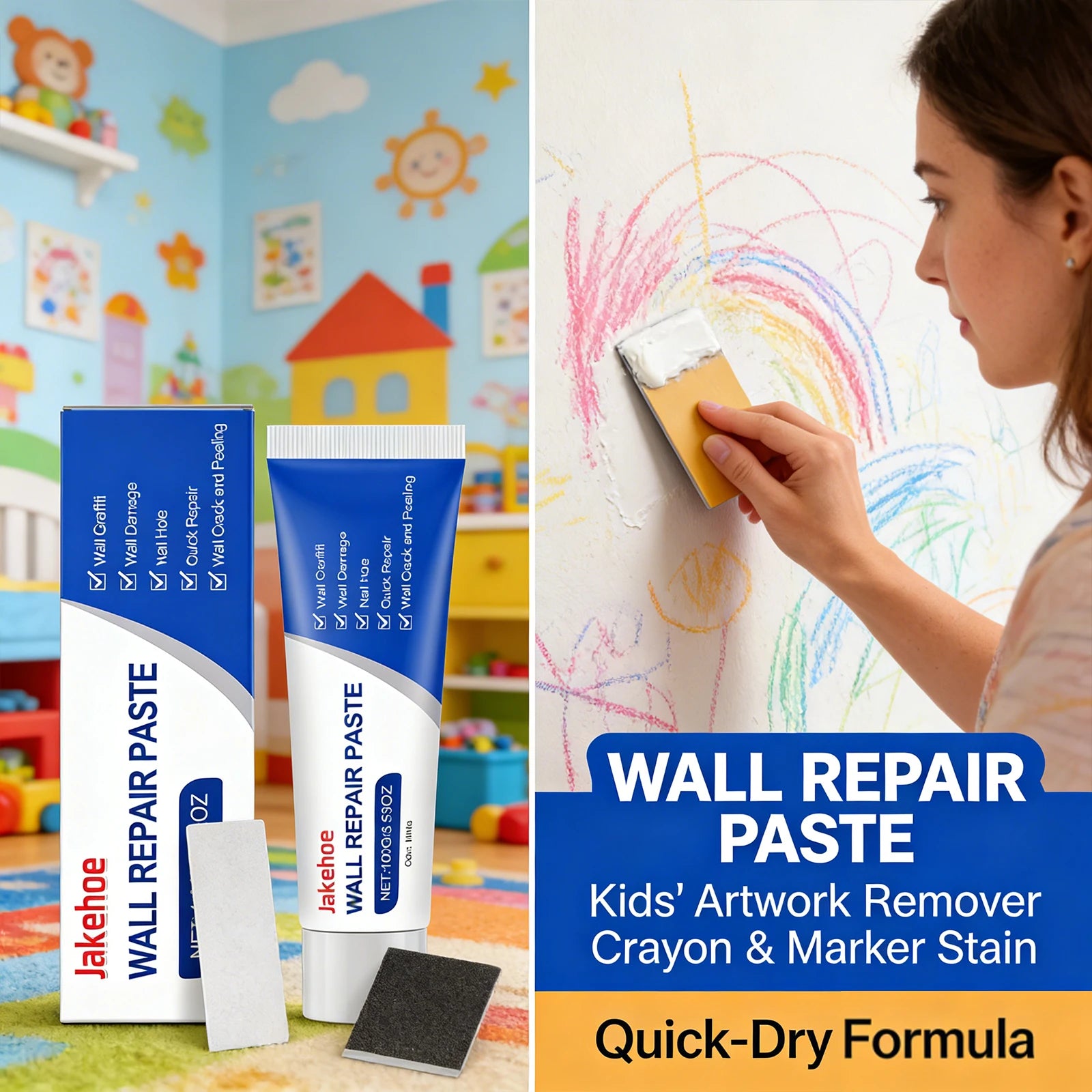 Wall Repair Paste Repair Wall Damage & Graffiti Fill Nail Hole Prevent Wall Cracking Peeling Restore Smoothness Wall Repair Kit Qme