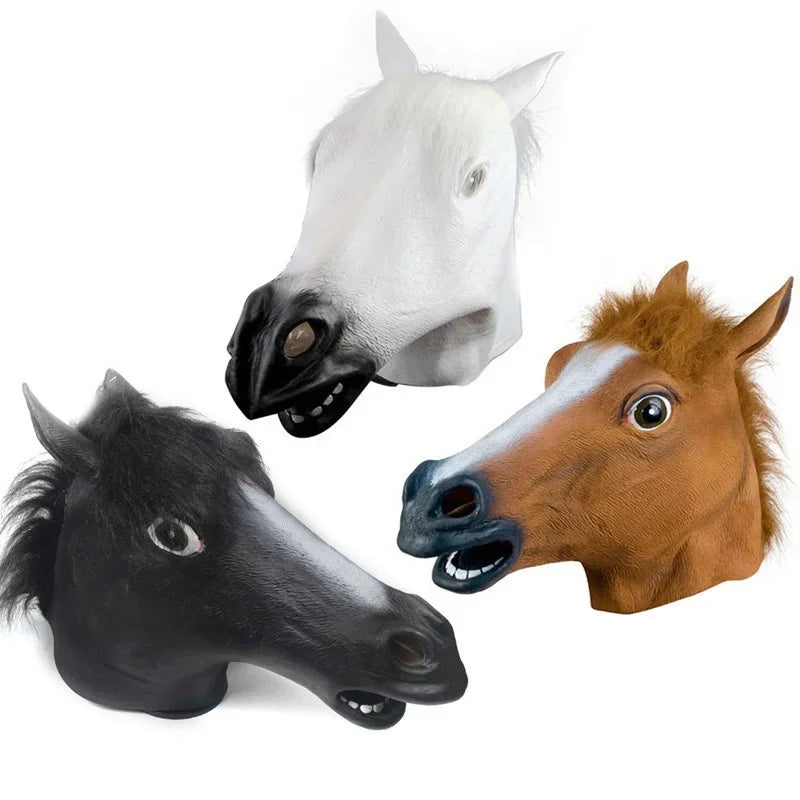 Horse Head Mask Cosplay Costume Party Funny Halloween Headgear Qme