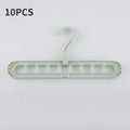 Plastic 9-Hole Foldable Hangers, Heavy Duty Space Saving Clothes Organizer Hangers, For Room, Closet, Wardrobe Home Door Qme 10pcs Green