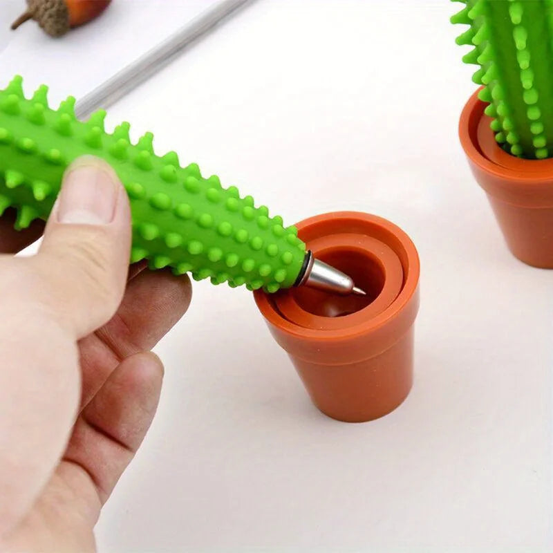 1pc Cactus Pen, Simulation Succulent Plant Pen, Cute and Novel Desktop Decoration and Fun Office Supplies with Blue Ink Qme