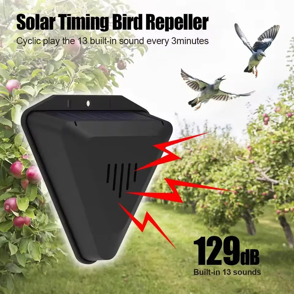 Bird Repellent Alarm Repeller Gardens Lawns Solar Animal Outdoor Crop Qme