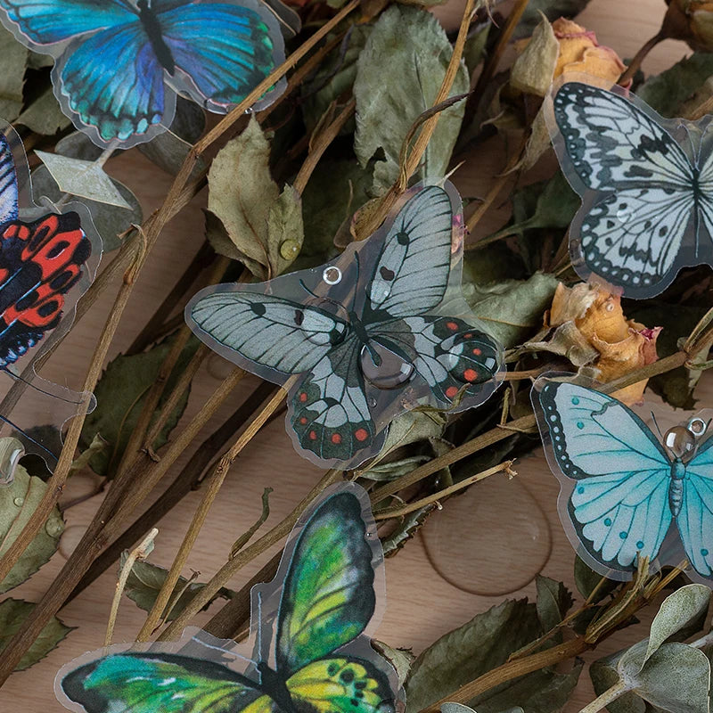 40pcs Variety Butterfly Decorative Waterproof Stickers Cute Aesthetics Sticker DIY Scrapbooking Aesth Decor Sticker Stationery Qme