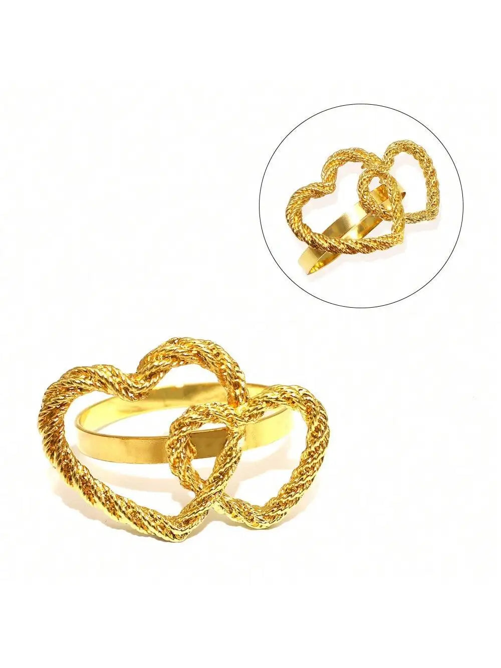 Valentine's Day Napkin Ring Red Heart-shaped Rose Diamond Inlaid Qme Golden Love