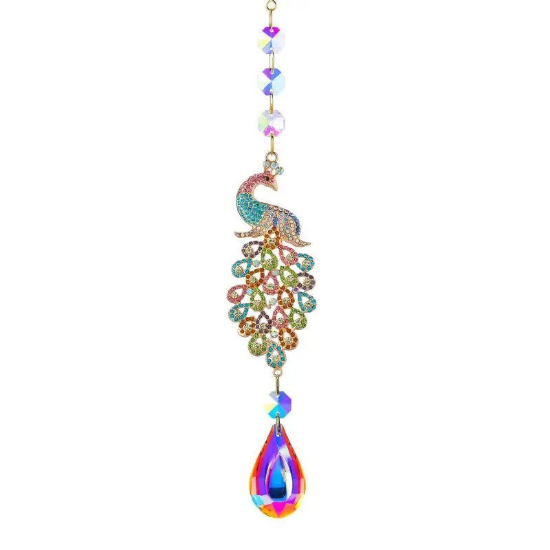 Crystal Glass Icicle Suncatcher Rainbow Prism Hanging Ornament Home Window Car Garden Decor Qme D
