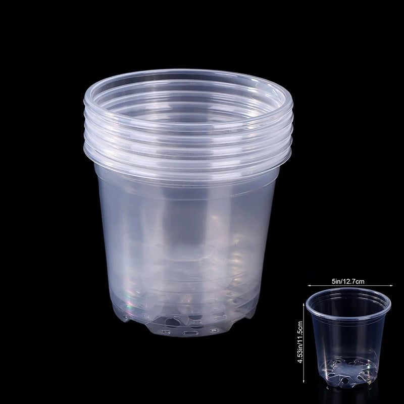 5Pcs Transparent Plastic Flowerpot Drainage Hole Pot Gardening Root Growth Visibility For All Plants Water Damage Protection Qme D