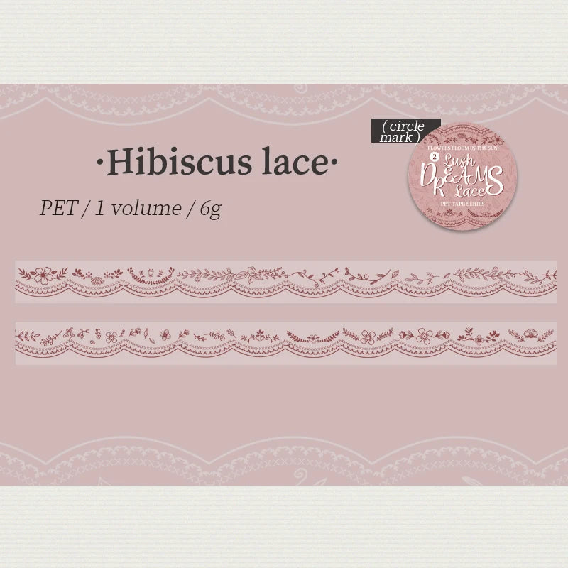 1 Roll Floral Lace Border Theme PET Decorative Washi Tape for DIY Journal, Photo Frame Collage, Scrapbook Material Qme 2