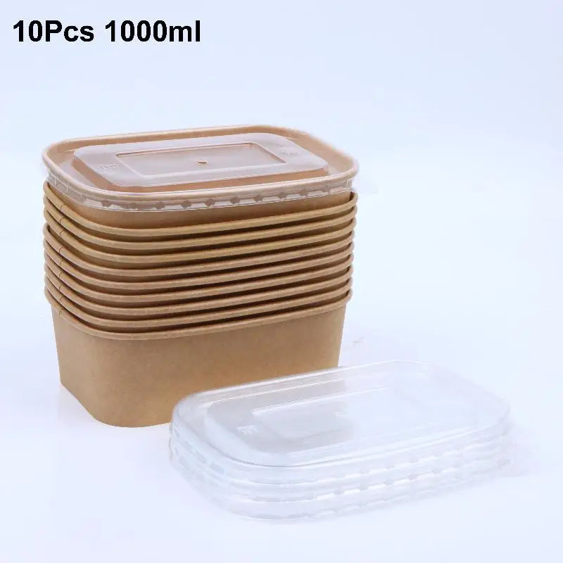 Disposable Lunch Box Kraft Paper Square Fast Food Packing Boxes Bowls Qme C