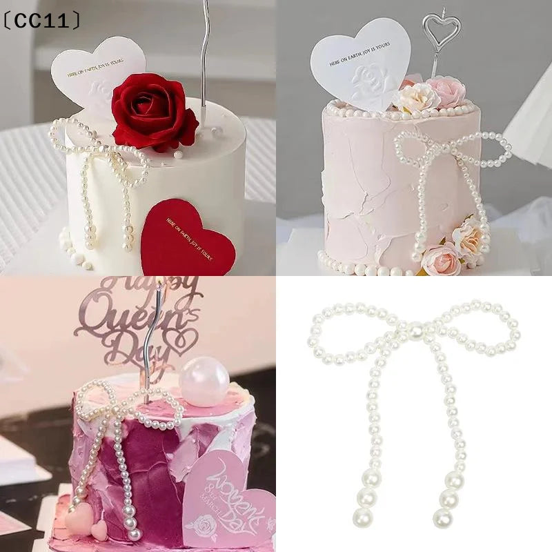 5 Pearl Bow Cake Decoration Suitable Single Party Birthday Baptism Qme