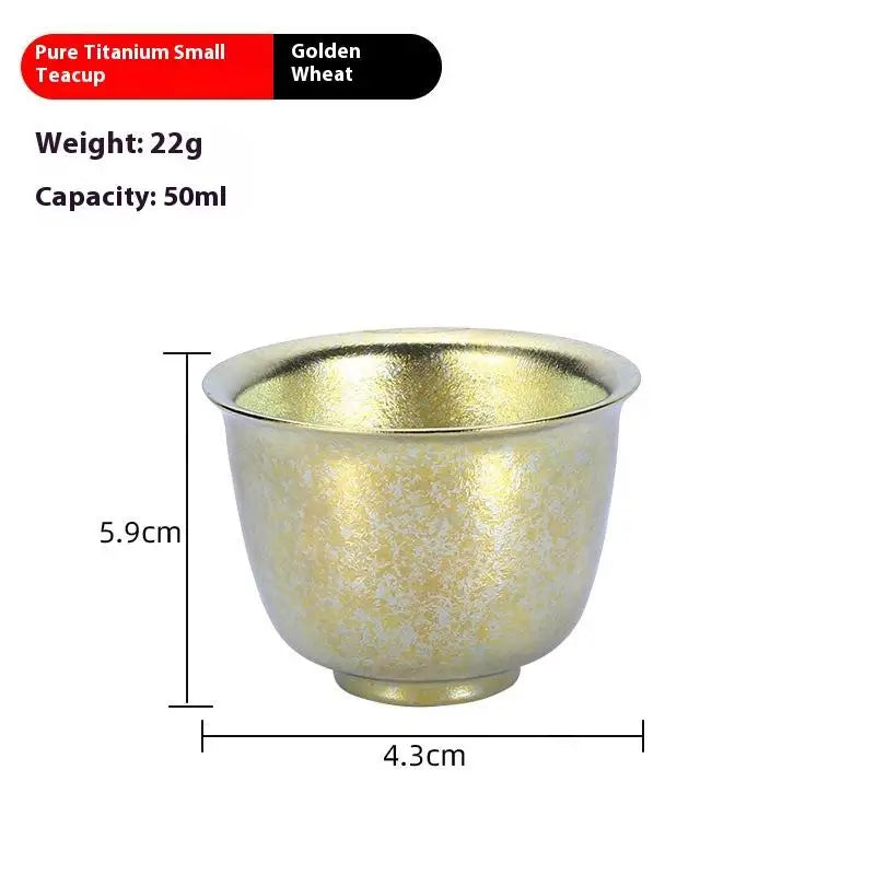 Pure Titanium Small Tea Cup Coffee Outdoor Portable Camping Tableware Qme 1 Gold