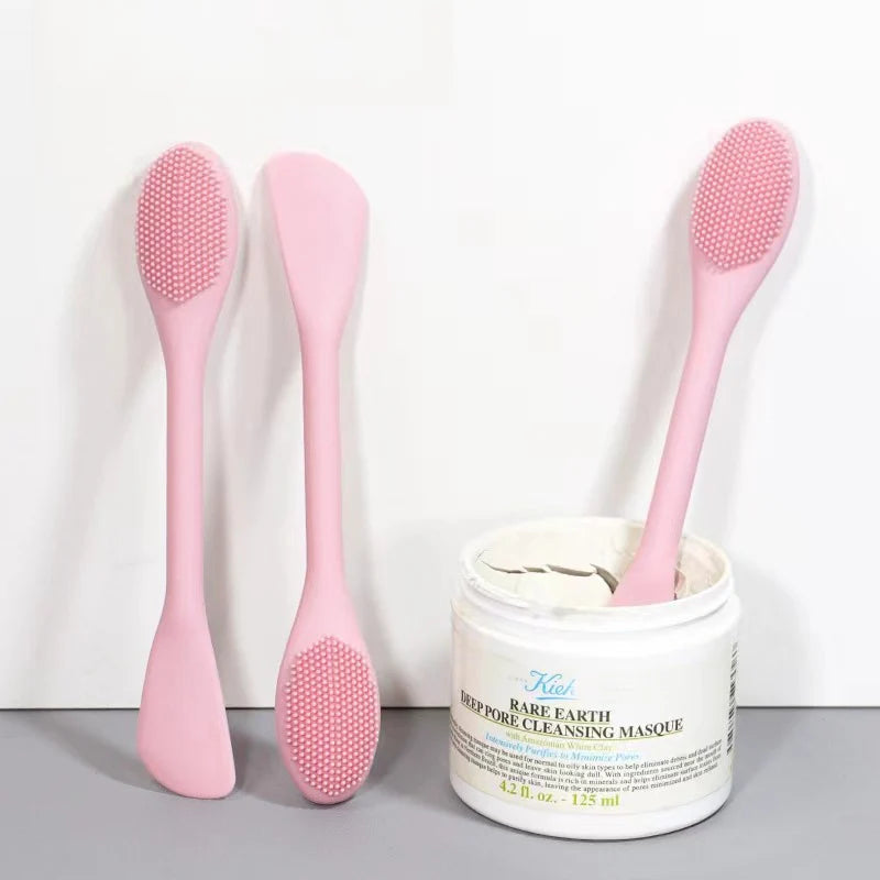 1PC Double Headed Silicone Face Cleansing Scrubber Brush Facial Mask Brushes Applicator for Women Face Makeup Brush Skin Care Qme