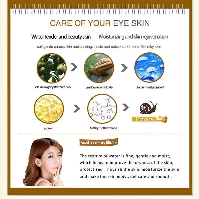 Skincare Set Snail Collagen Cream Anti Aging Whiten Skin Face Cream Fade Dark Eye Circles Remove Eye Bags Eye Serum Qme