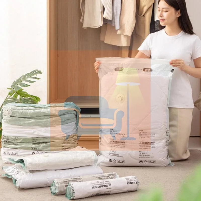 No Pump Design Vacuum Compression Storage Bags Extra Large For Clothes Blankets Bedding Bedroom Storage Qme