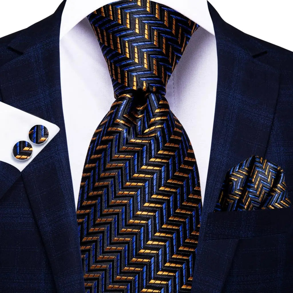 Hi-tie Psialey Black Gold Silk Elegant Tie Men Groom Wedding Necktie Qme SN-3327