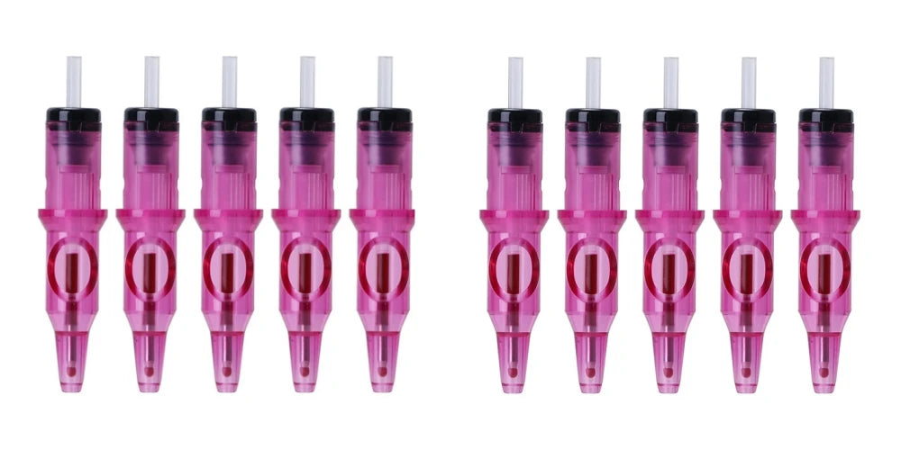 New Ball Point Pen Tattoo Cartridge Needles 5 Colors Practice Needles Drawing For Motor Tattoo Pen Grip Cartridge Supplies Qme 10PCS Pink