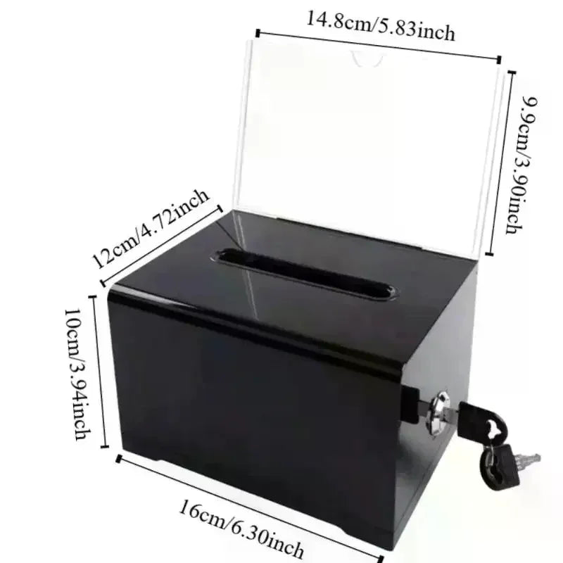 Plastic Container With Lock And Sign Holder Suggestion Box Acrylic Solid Ballot Box Durable Tip Jar Voting Qme