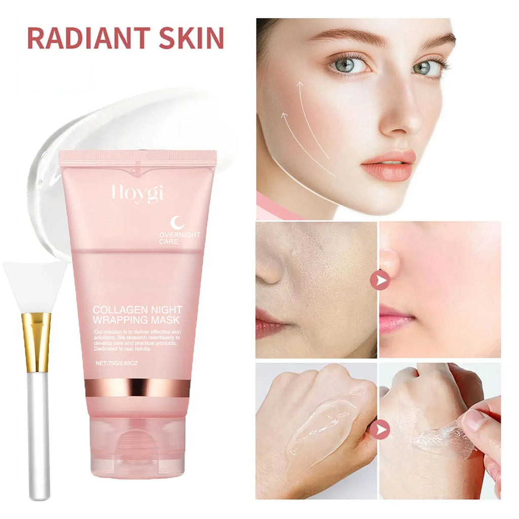 Deep Collagen Mask Peel Off Mask Anti Wrinkle Lifting Face Skin Care Masks Bio Pack Night Wrapping Woman Overnight Skin Hydrates Qme
