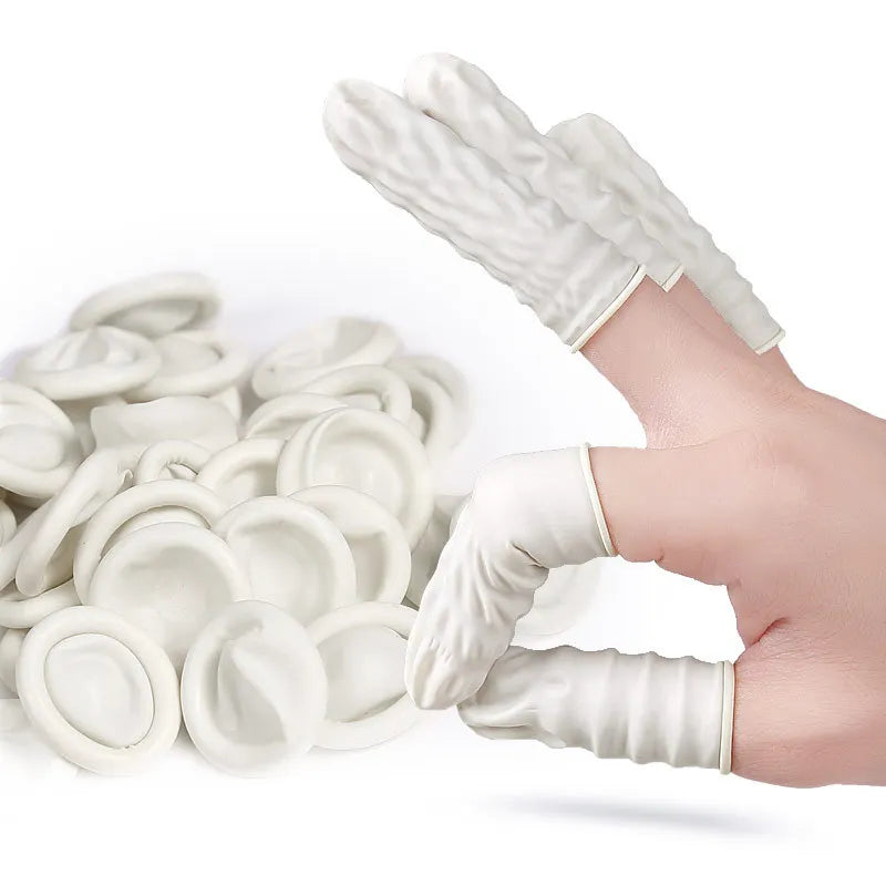 White Latex Powder Free Disposable Finger Cots Anti-Slip for Nail Art Tattoo Beauty Use Qme 500g