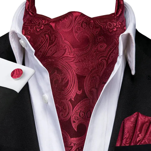 Men's Ascots Fashion Luxury Floral Cravat Cufflinks Handkerchiefs Qme LDAS1160
