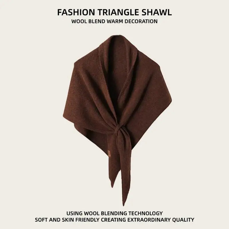 Winter Women Shawl Wraps Cardigan Cape Wool Blend Triangle Scarf Qme Brown