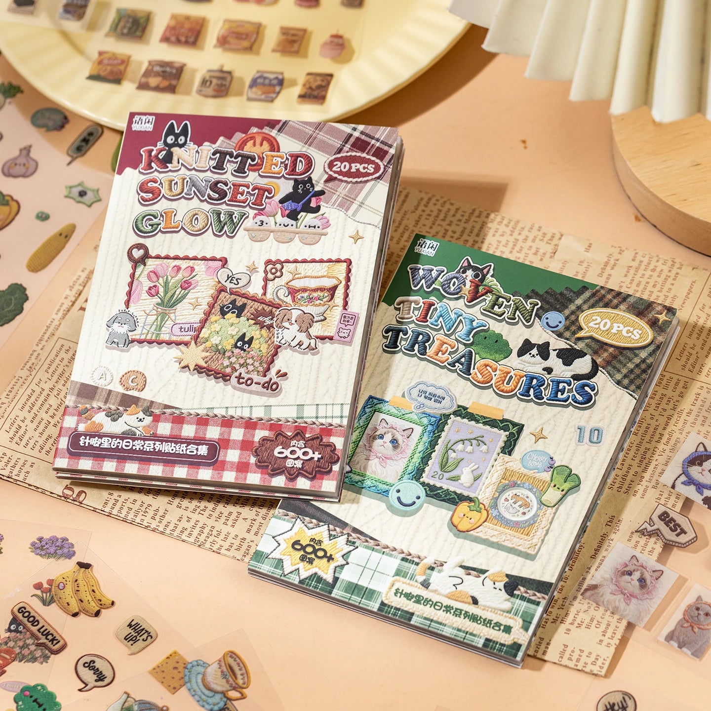 20 Sheets Pet and food themes Die cut Stickers book Cartoon Decorative handmade Scrapbooking Diary Japanese Stationery Supplies Qme AB