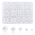 1200Pcs Resin Pearl Beads Kit 5 Sizes Round Small Pearl Filler Beads with Hole for DIY Craft Necklaces Earrings Bracelets Making Qme White color