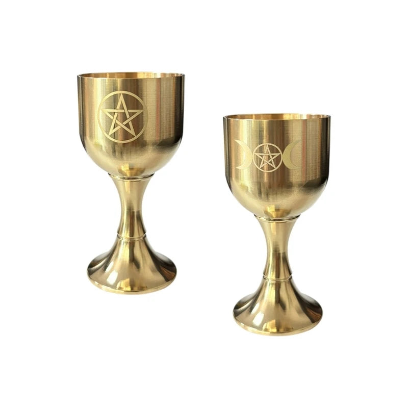 Ritual Cup Goblet Golden Ceremony Moon Fortune Telling Props Home Qme