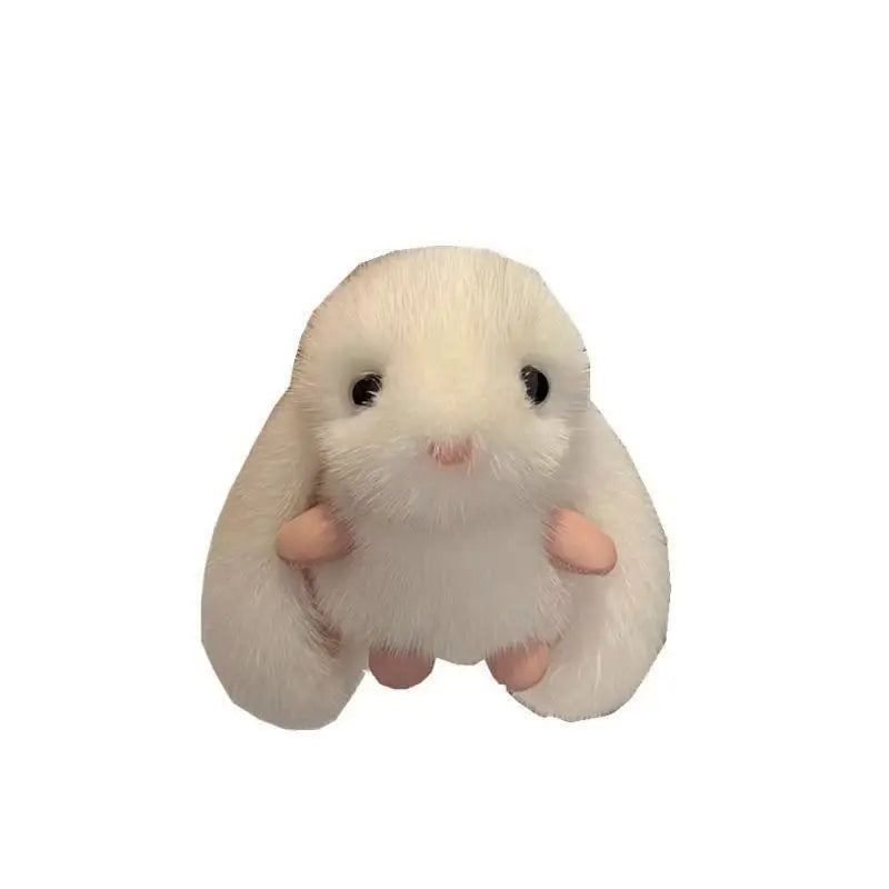 Plush Rabbit Keychain Fluffy White Soft Charm Mini Pendant Decorative Accessory for Women Travel Bag Decoration Qme