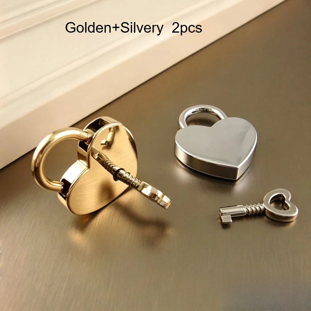 1pc Heart-Shaped Metal Padlock with Key - Polished Finish Love Lock for Luggage & Bag Accessory, Zinc Alloy Tool Lock Qme 2pcs