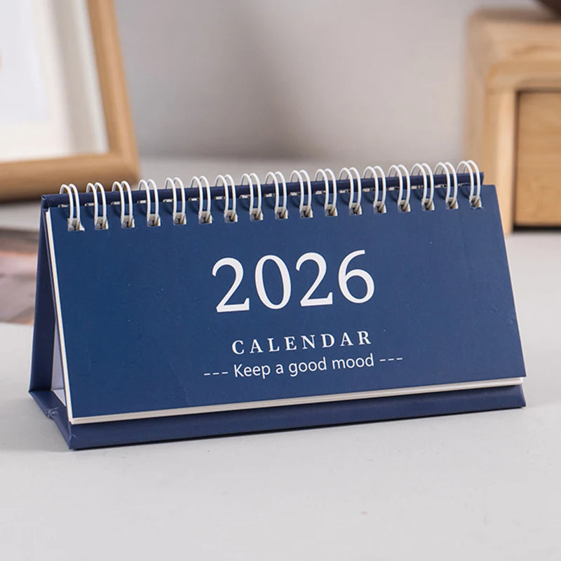 2026 Mini Desk Calendar Desktop Notepad Ornament Cute Simple Calendar,Christmas New Year Gift, Daily Planner Table Calendar Qme Blue Long Style
