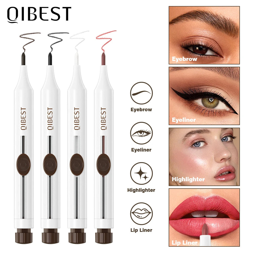 QIBEST 4-IN-1 Makeup Matte Eyeliner,Lip liner,Eyebrow pencil And Highlighter In 1 Stick Lasting New Design Multipurpose Cosmetic Qme